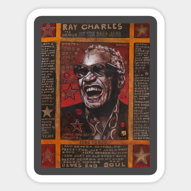 Ray charles Sticker by Raybomusic01